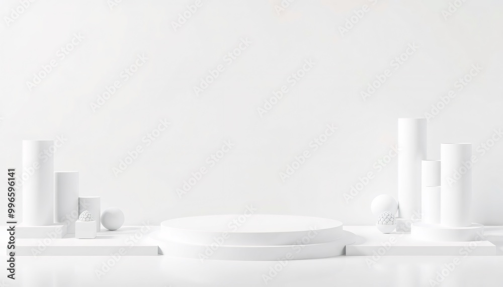 White geometric shapes on a white background. White geometric shapes on a white background.