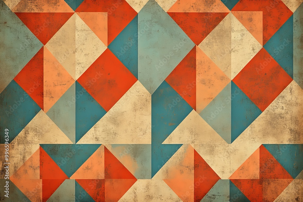 Fototapeta premium Modern illustration with geometric abstraction on concrete background. Ideal for wallpaper, wall decor, prints, photo wallpaper, murals and more.