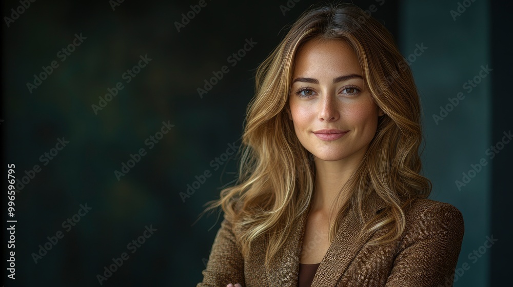 Confident Woman with Long Blonde Hair Smiling Confident Woman with Long Blonde Hair Smiling