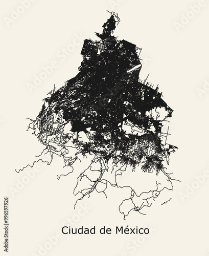 Road map of Mexico City, Mexico