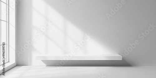 Minimalist White Shelf in a Sunlit Room