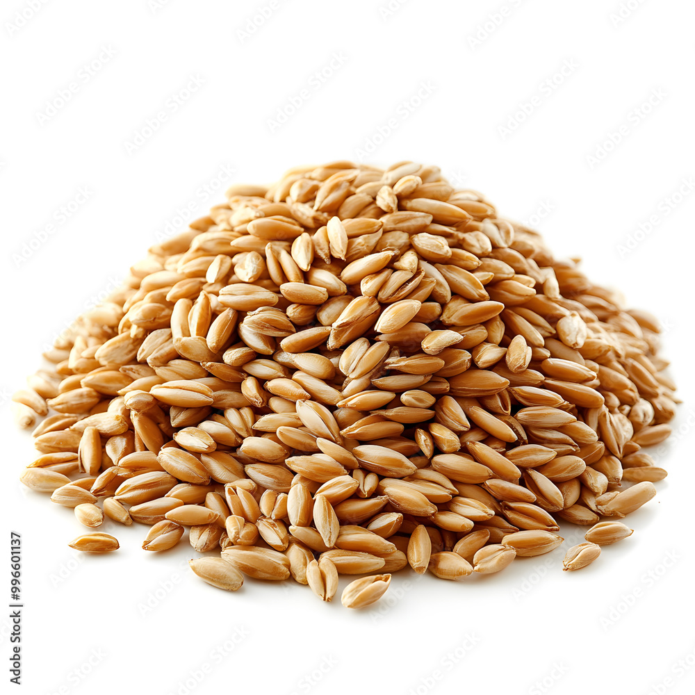 Obraz premium Pile of expanded wheat isolated on white background