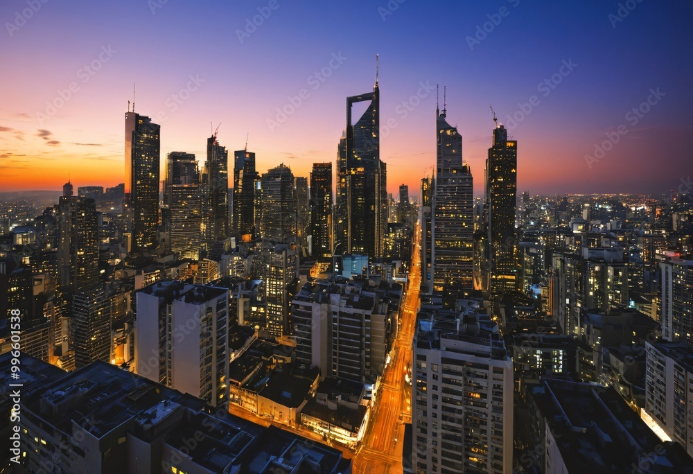 Obraz premium Urban skyline at dusk