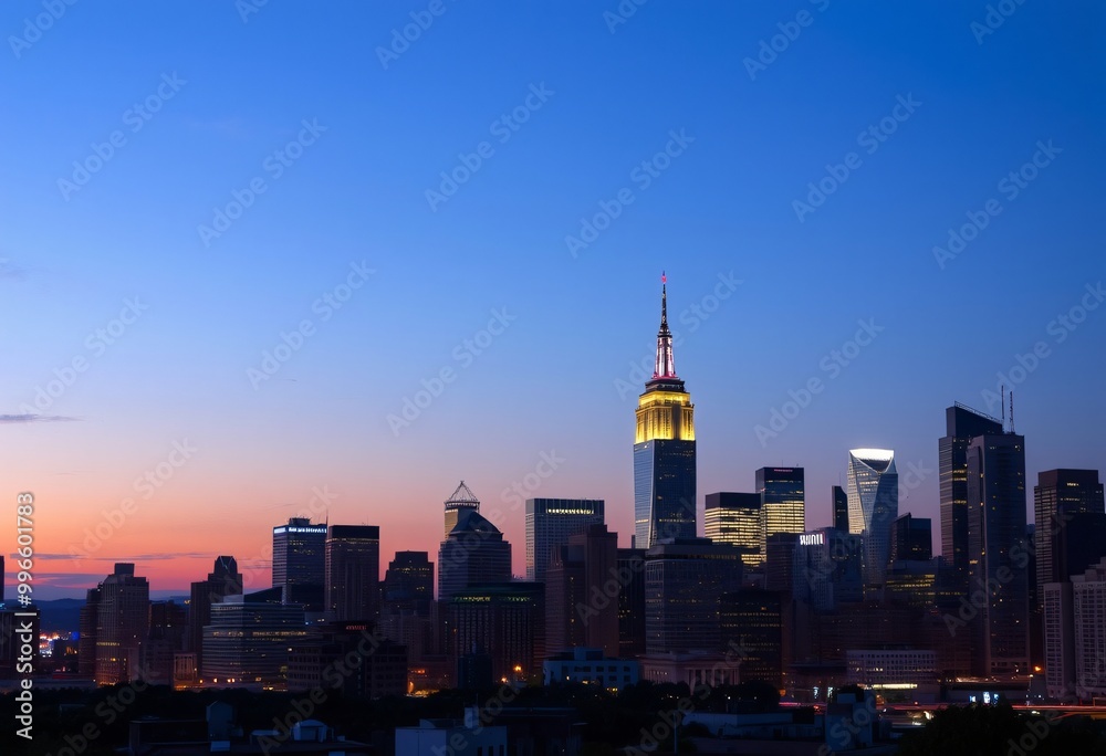Obraz premium Urban skyline at dusk