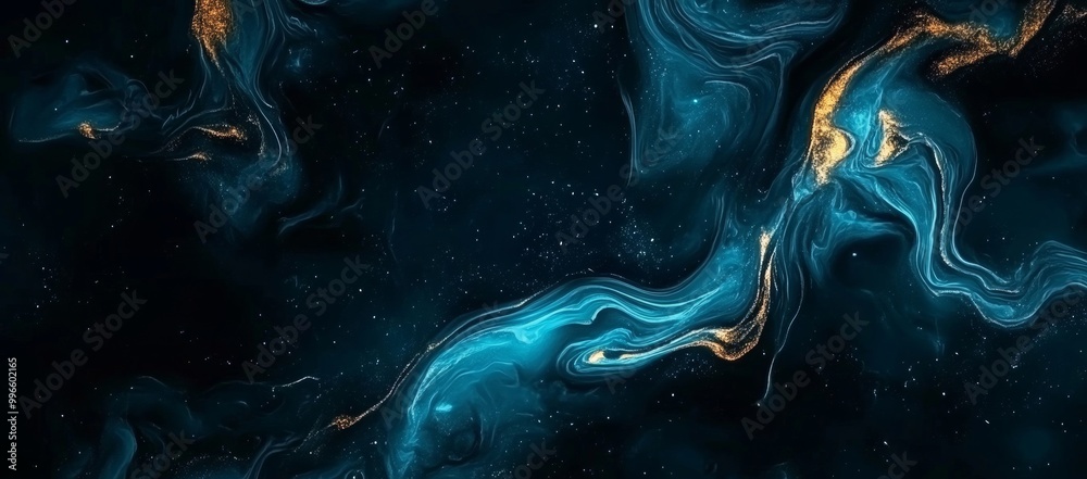 Blue liquid ink swirls together in a 3-D illustration, with a realistic texture and excellent quality. Blue liquid ink swirls together in a 3-D illustration, with a realistic texture and excellent quality.