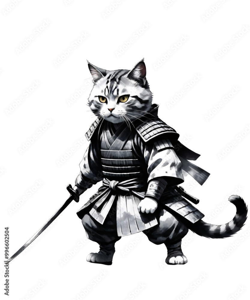 cute kawaii cat japanese samurai martial arts ninja watercolor art design cute kawaii cat japanese samurai martial arts ninja watercolor art design