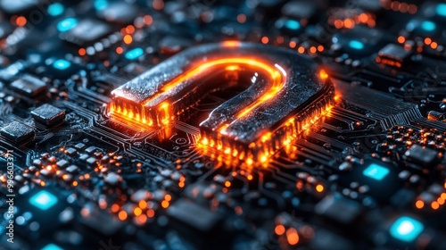 Glowing Magnet on Circuit Board