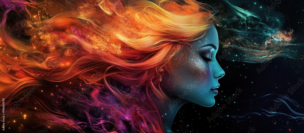 Illustration of a Fantasy Woman in Three Dimensions