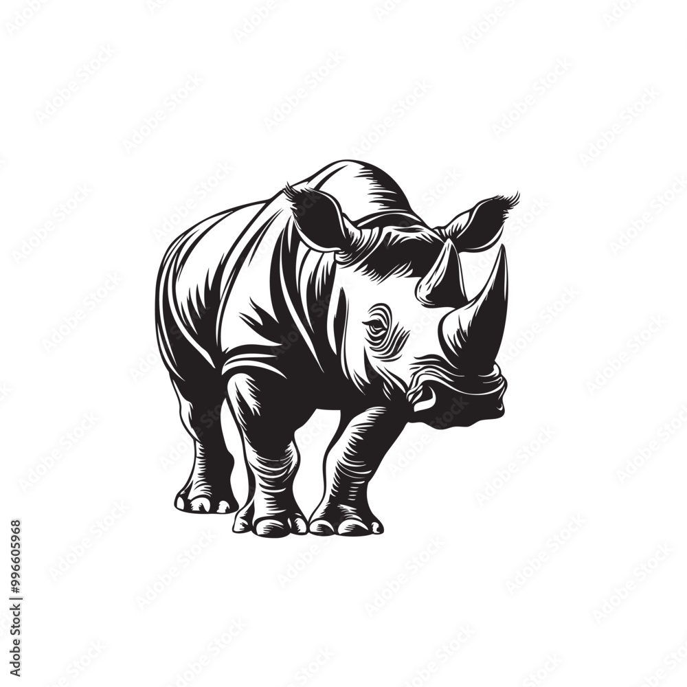 Fototapeta premium Vector Illustration Of Rhino. Rhinoceros Contour Isolated On A White Background
