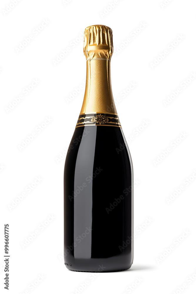 Realistic bottle of champagne mock up isolated over white background Realistic bottle of champagne mock up isolated over white background