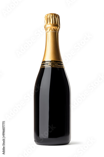 Realistic bottle of champagne mock up isolated over white background