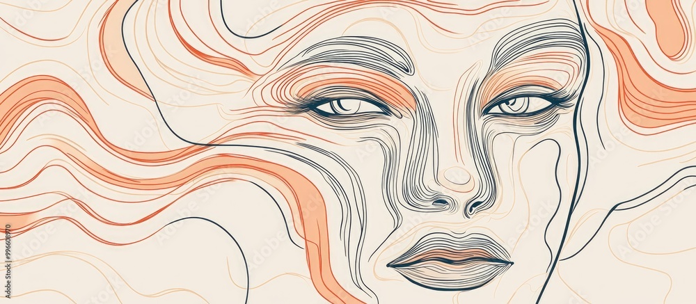 Surrealistic hand drawn abstract face in a minimalist line art style showcasing aesthetic contours and modern design elements Surrealistic hand drawn abstract face in a minimalist line art style showcasing aesthetic contours and modern design elements