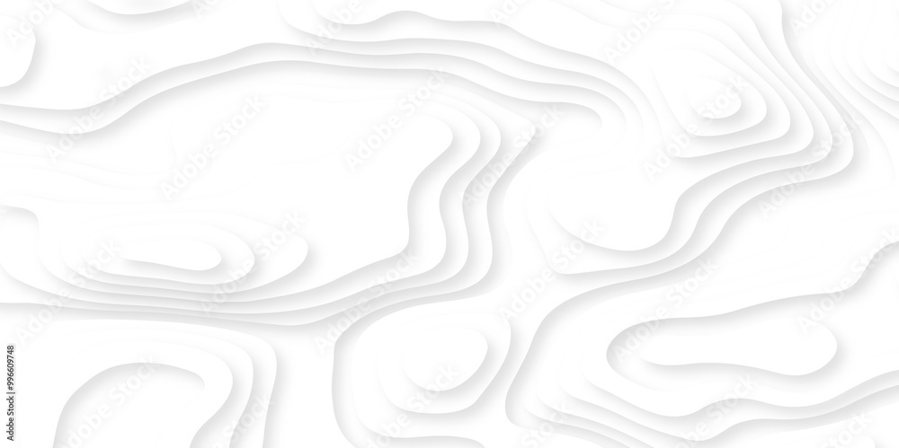 White papercut abstract realistic wavy layer background, geometric minimal topography map light element shadow. modern wallpaper texture and 3d realistic design use for banner flyers, posters.