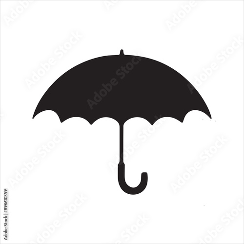 Classic umbrella silhouette for a rainy day and protection icon