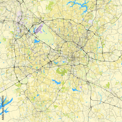 Wallpaper Mural City map of Raleigh, North Carolina, USA Torontodigital.ca