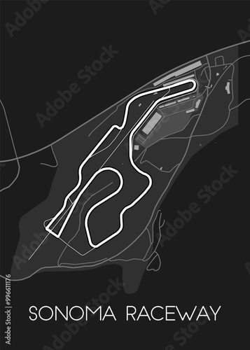 Sonoma Raceway, Sears Point Raceway map poster art