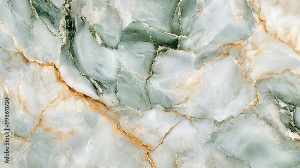 Obraz premium Green and White Marble, Marbled, Abstract Image, Texture, Pattern Background, Wallpaper, Cover and Screen for Smartphone, PC, Laptop, 9:16 and 16:9 Format