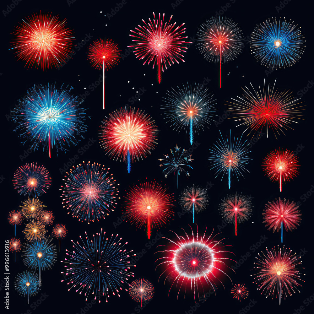 Fototapeta premium Colorful firework display set for celebration