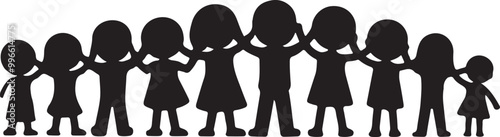 Arms raised group of children men and women with heart in hand charity donation and volunteer work