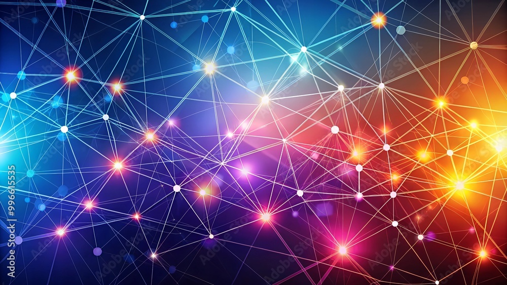 Abstract digital technology wire polygon colorful background