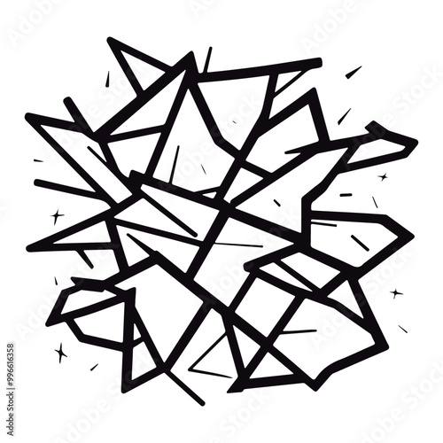Surface with a broken glass-like texture. Create the impression of shattered or cracked glass. Vector illustration isolated on a white background 
