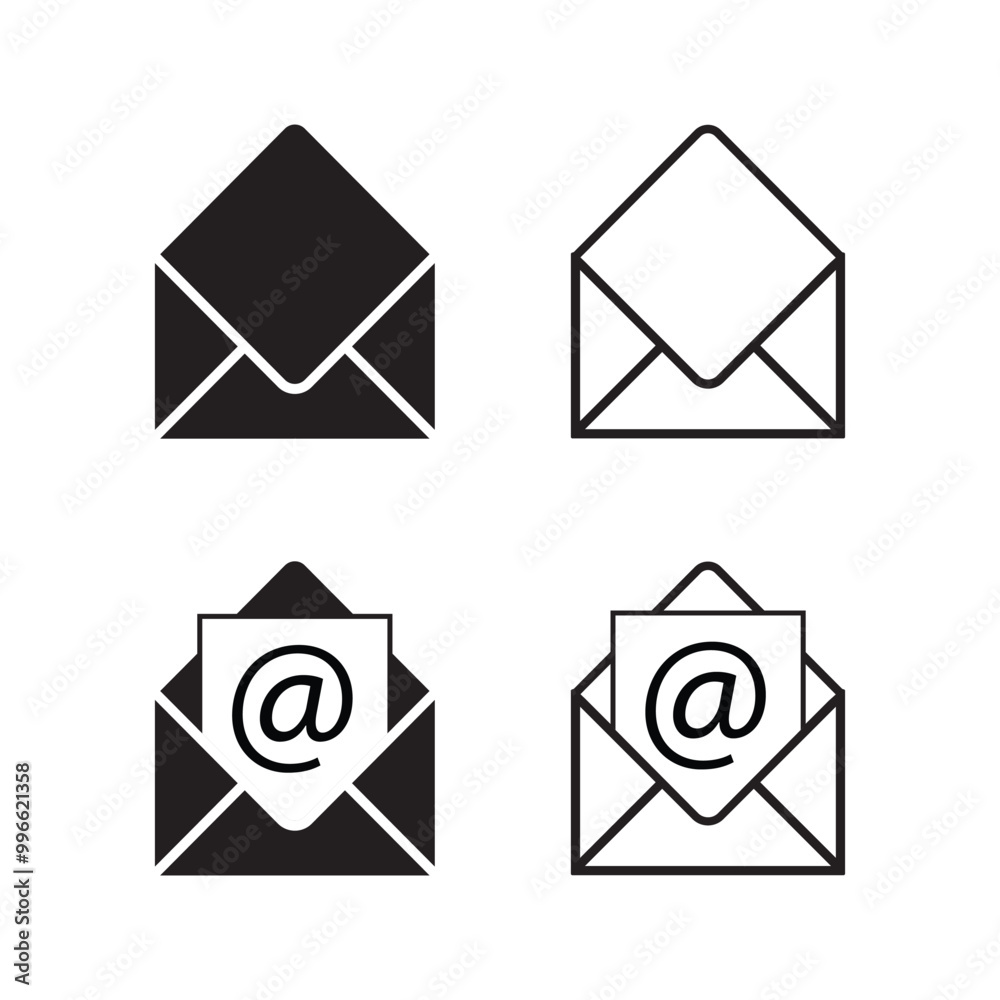 set of mail icons, envelope icon set design, email icon set, vector icon design set of mail icons, envelope icon set design, email icon set, vector icon design