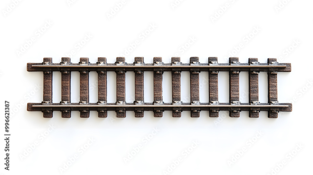 3d Railway rails top view isolated on white background 3d Railway rails top view isolated on white background