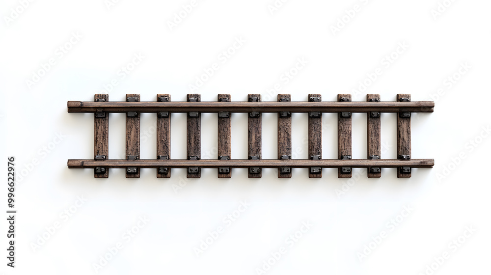 3d Railway rails top view isolated on white background 3d Railway rails top view isolated on white background
