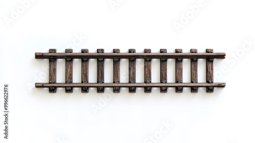 3d Railway rails top view isolated on white background