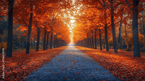 autumn alley .tree alley in the park in autumn time  