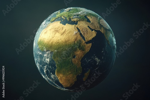 3d animated globe showcasing Africa as the central focus