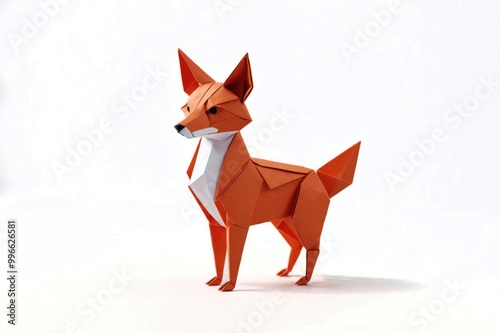 origami : Ussuri Dhole isolated on white background. photo