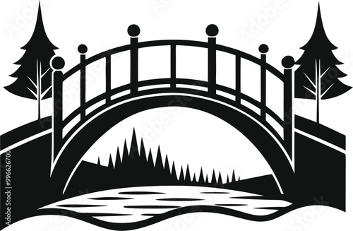 A wonderful Bridge silhouette vector art illustration design and icon and logo design with no background