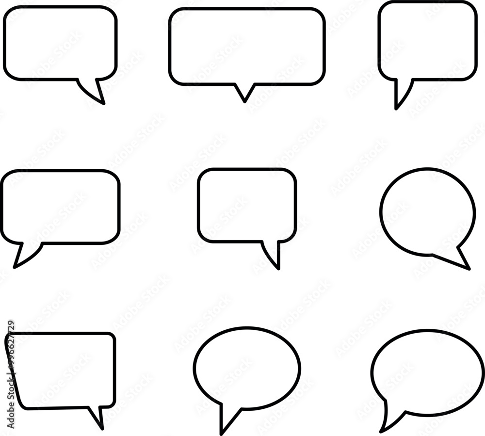 Set of speech bubbles. Speech bubble text, message box. Empty white speech bubbles. Vector illustration eps 10
