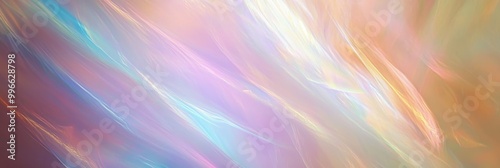 Abstract light streaks, soft pastel colors, diagonal motion blur, ethereal glow, dynamic energy, celestial swirls, iridescent hues, luminous aurora, cosmic rays, dreamy atmosphere, fluid textures, tra photo