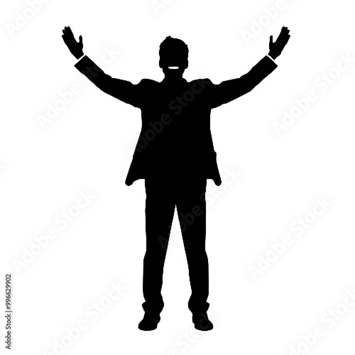 Confident Man Standing Silhouette Vector Illustration