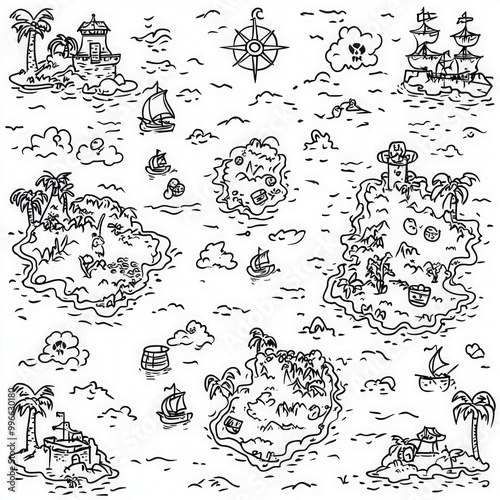 A pirate treasure map with ...