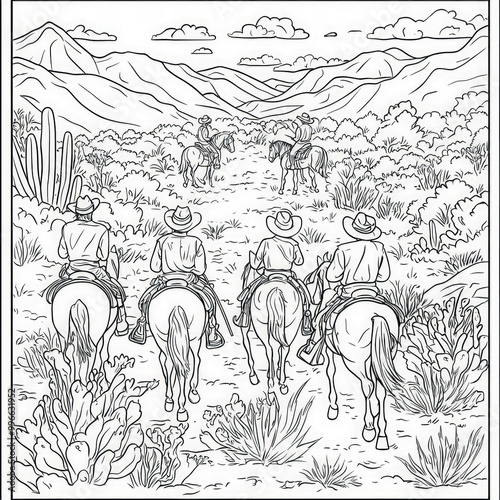 A wild west scene with cowb...