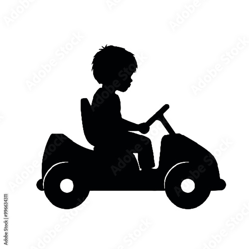 Little Boy’s Ride Silhouette Vector Illustration Transparent Background