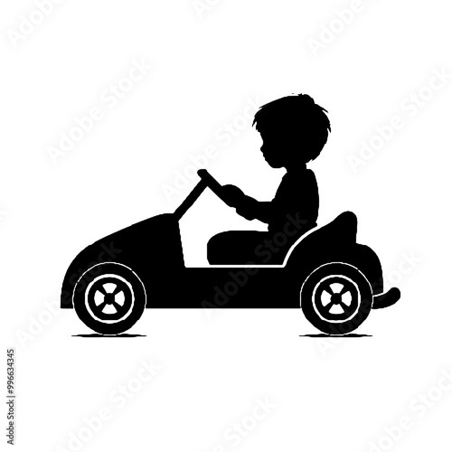 Little Boy’s Ride Silhouette Vector Illustration Transparent Background