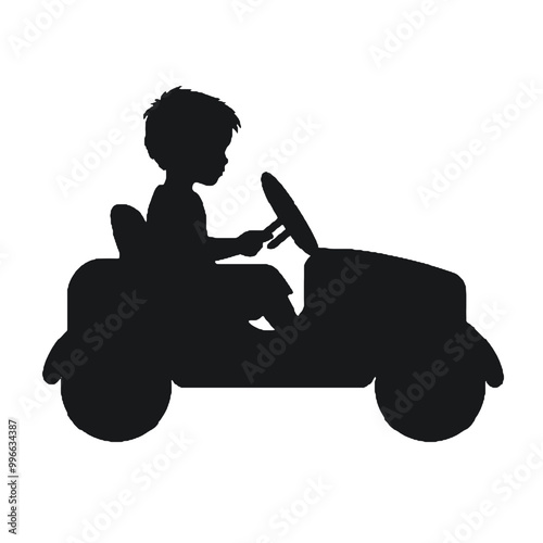 Little Boy’s Ride Silhouette Vector Illustration Transparent Background