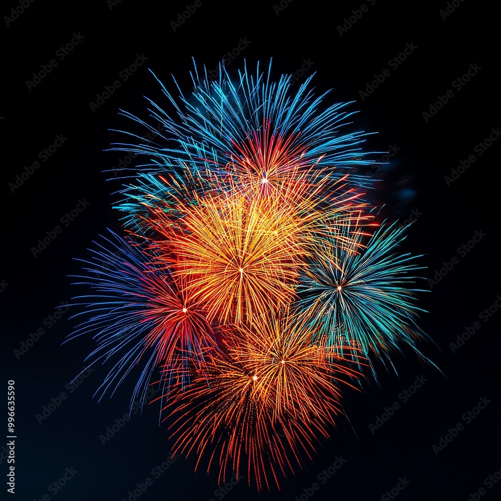 Fireworks lighting up the sky with shimmering sparkles in every color, creating a mesmerizing spectacle, Shimmering Color Fireworks, Enchanting celebration