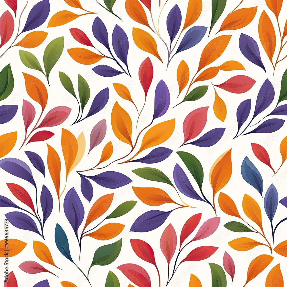 Colorful leaf pattern featuring vibrant hues on a white background, perfect for design projects and nature-themed crafts. Colorful leaf pattern featuring vibrant hues on a white background, perfect for design projects and nature-themed crafts.