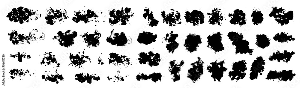 Vector black paint, ink blots, drops,splatters. Grunge textures. Rough silhouettes. Dirty overlays. Vector black paint, ink blots, drops,splatters. Grunge textures. Rough silhouettes. Dirty overlays.