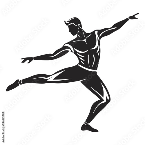 Stencil art of a dancing man silhouette.