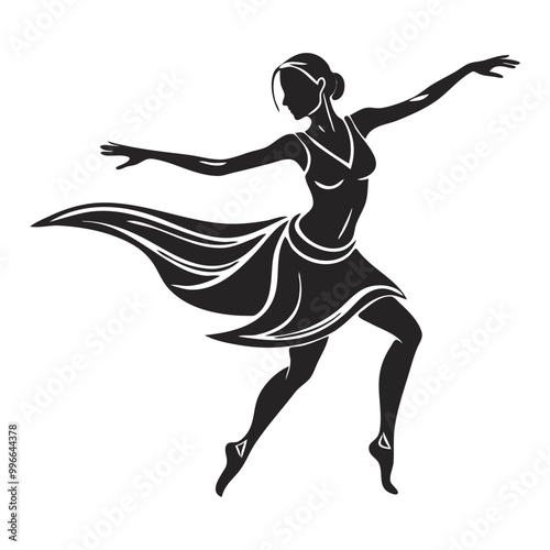 Stencil art of a dancing girl silhouette
