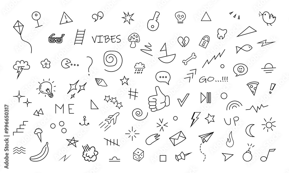 Hand drawn marker simple elements set. doodle line art. Hand drawn marker simple elements set. doodle line art.