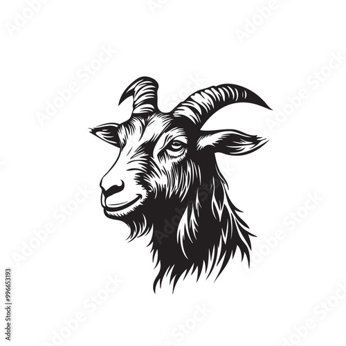 Goat icon vector illustration. Silhouette goat icon for livestock, food, animal and eid al adha event. Graphic resource for qurban design in islam and muslim 