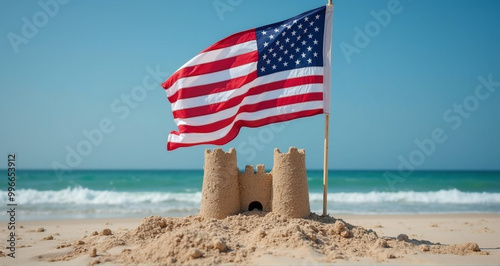 flag on the beach