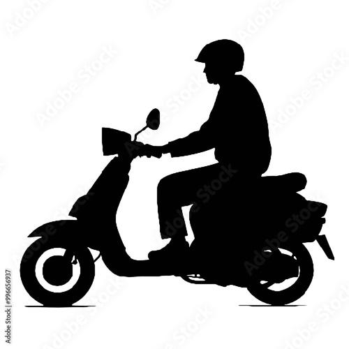 Urban Rider Man on Scooter Silhouette Vector Illustration